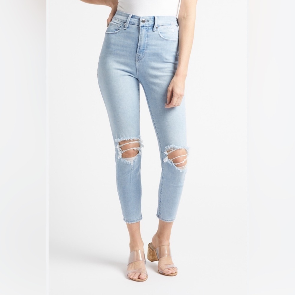 Good American Good Waist Crop Light Blue Jeans Size 0/25